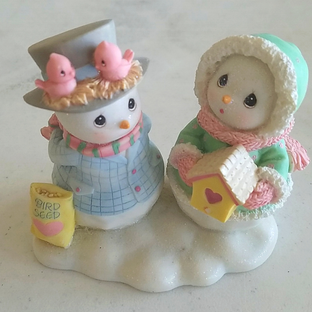 2005 The Hamilton collection precious moments snowman couple figurine